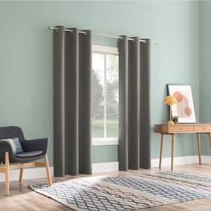 Subzero 100% Blackout Elegant Dark Gray Curtains - Set of 2 Panels - 84”